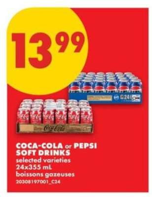 COCA-COLA or PEPSI SOFT DRINKS