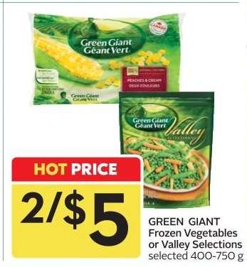 GREEN GIANT Frozen Vegetables or Valley Selections