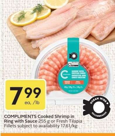 Compliments Cooked Shrimp in Ring with Sauce