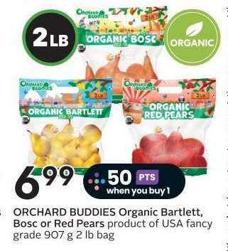 ORCHARD BUDDIES Organic Bartlett, Bosc or Red Pears