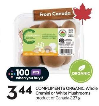 COMPLIMENTS ORGANIC Whole Cremini or White Mushrooms