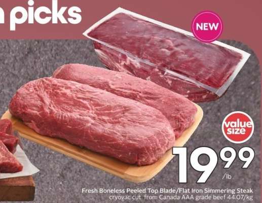 Fresh Boneless Peeled Top Blade/Flat Iron Simmering Steak