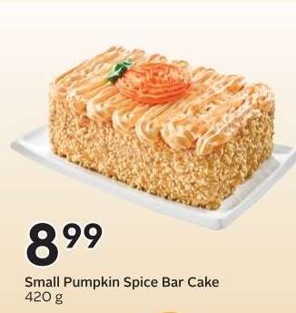 Small Pumpkin Spice Bar Cake