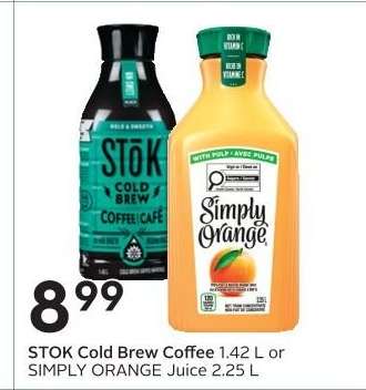 STOK Cold Brew Coffee or SIMPLY ORANGE Juice