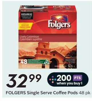 FOLGERS Single Serve Coffee Pods 48 pk