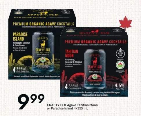 CRAFTY ELK Agave Tahitian Moon or Paradise Island 4x355 mL