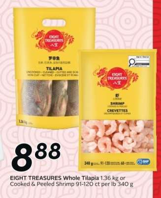 EIGHT TREASURES Whole Tilapia or Cooked & Peeled Shrimp