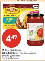 PC Salsa (650mL) or OLD EL PASO Dinner Kits