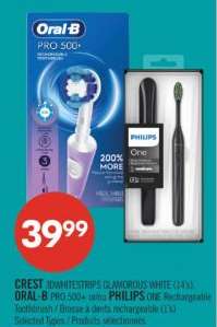 ORAL-B PRO 500+ or/ ou PHILIPS ONE Rechargeable Toothbrush