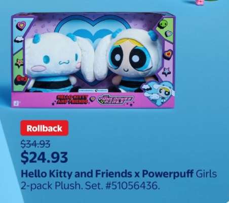 Hello Kitty and Friends x Powerpuff Girls 2-pack Plush Set