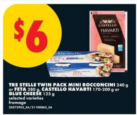 Tre Stelle Twin Pack Mini Bocconcini, Feta, Castello Havarti, Blue Cheese