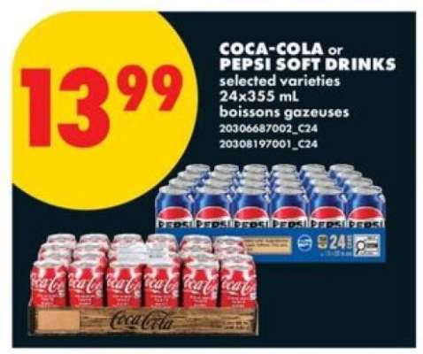 COCA-COLA or PEPSI SOFT DRINKS