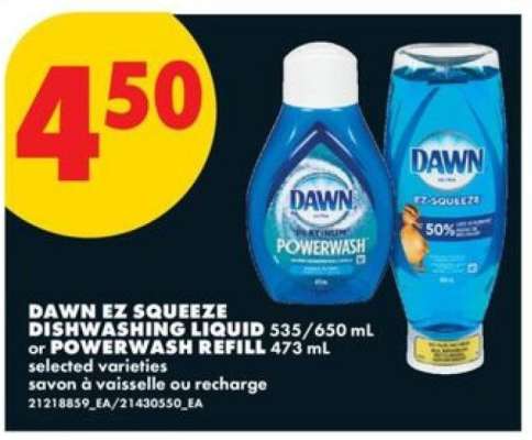 DAWN EZ SQUEEZE DISHWASHING LIQUID or POWERWASH REFILL