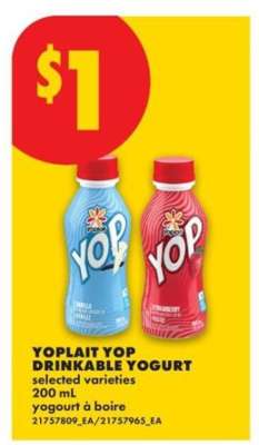 Yoplait Yop Drinkable Yogurt