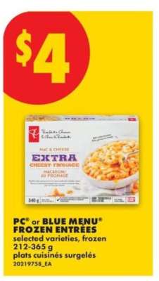 PC or Blue Menu Frozen Entrées