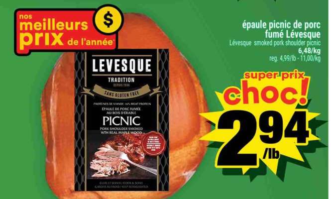 Épaule picnic de porc fumé Lévesque
