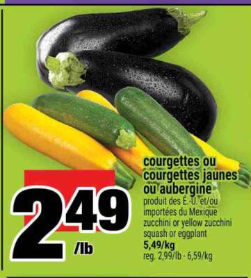 courgettes ou courgettes jaunes ou aubergine