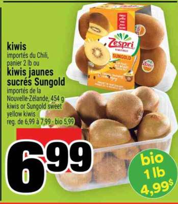 kiwis jaunes sucrés Sungold