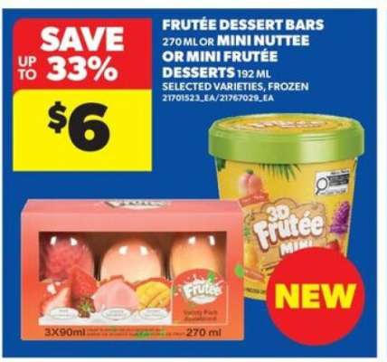 Frutée Dessert Bars or Mini Nuttee or Mini Frutée Desserts