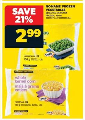NO NAME FROZEN VEGETABLES
