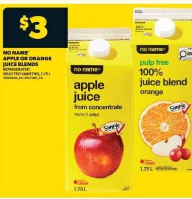 No Name Apple or Orange Juice Blends