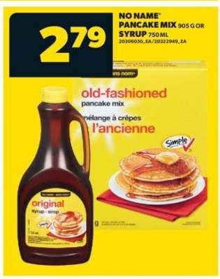NO NAME PANCAKE MIX 905 G OR SYRUP 750 ML