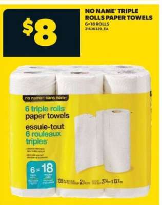 NO NAME TRIPLE ROLLS PAPER TOWELS