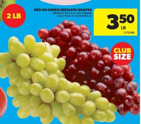 RED OR GREEN SEEDLESS GRAPES