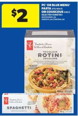 PC or Blue Menu Pasta or Couscous