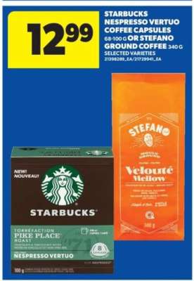 Starbucks Nespresso Vertuo Coffee Capsules or Stefano Ground Coffee