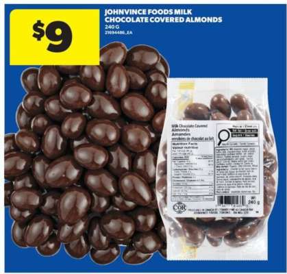 JOHNVINCE FOODS MILK CHOCOLATE COVERED ALMONDS