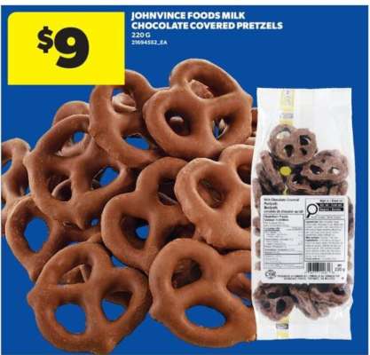 JOHNVINCE FOODS MILK CHOCOLATE COVERED PRETZELS