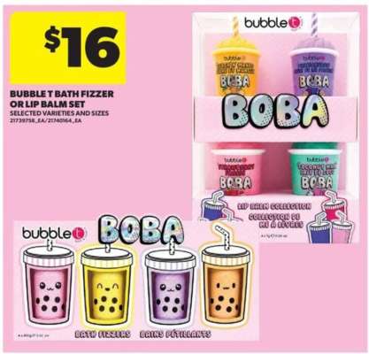 Bubble T Bath Fizzer or Lip Balm Set