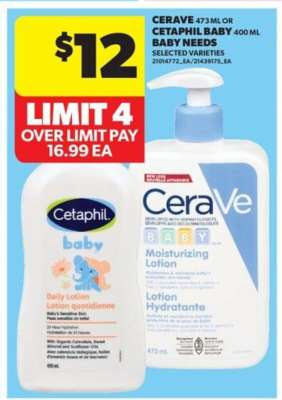 CeraVe 473 ml or Cetaphil Baby 400 ml