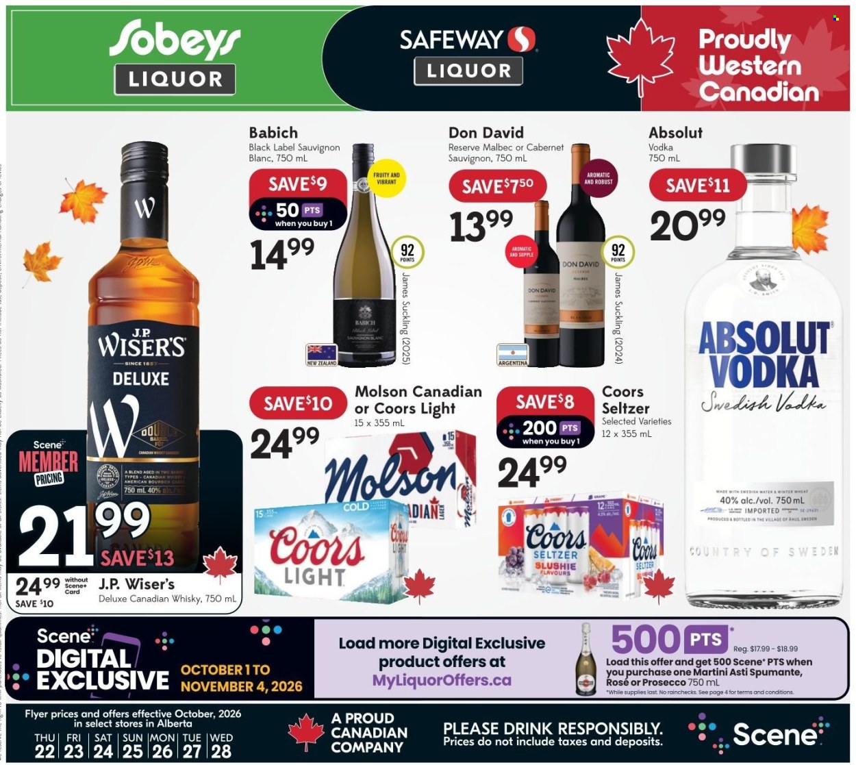 Sobeys Liquor flyer  - October 22, 2026 - October 28, 2026. Page 1
