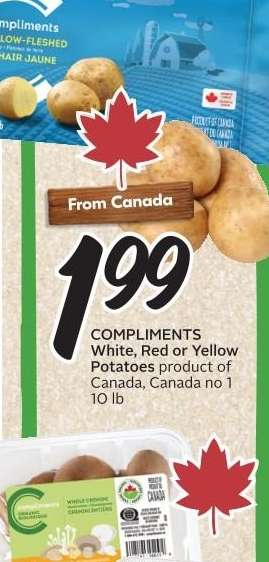 COMPLIMENTS White, Red or Yellow Potatoes