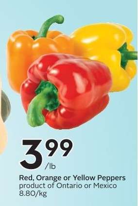 Red, Orange or Yellow Peppers