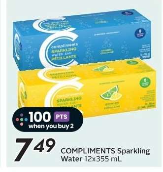Compliments Sparkling Water 12x355 mL