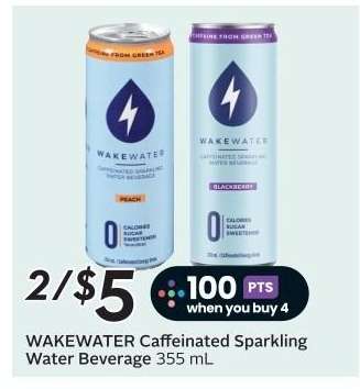 WAKEWATER Caffeinated Sparkling Water Beverage 355 mL