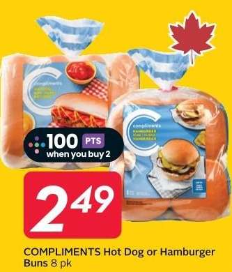 COMPLIMENTS Hot Dog or Hamburger Buns 8 pk