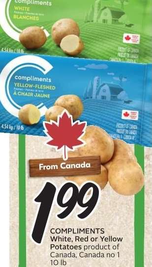 COMPLIMENTS White, Red or Yellow Potatoes