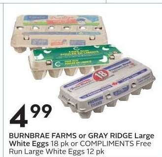 BURNBRAE FARMS or GRAY RIDGE Large White Eggs