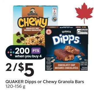 QUAKER DIPPS or CHEWY GRANOLA BARS