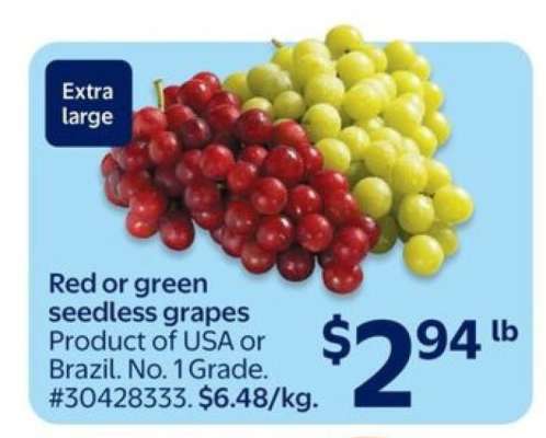 RED OR GREEN SEEDLESS GRAPES