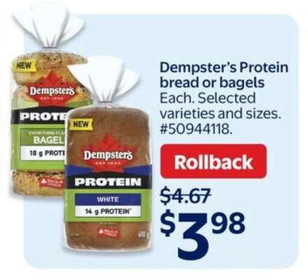 Dempster's protein bread or bagels