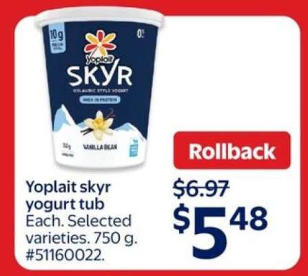 Yoplait skyr yogurt tub