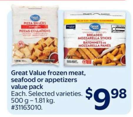 Great Value Frozen Meat, Seafood or Appetizers Value Pack