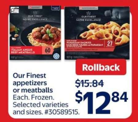 Our Finest appetizers or meatballs