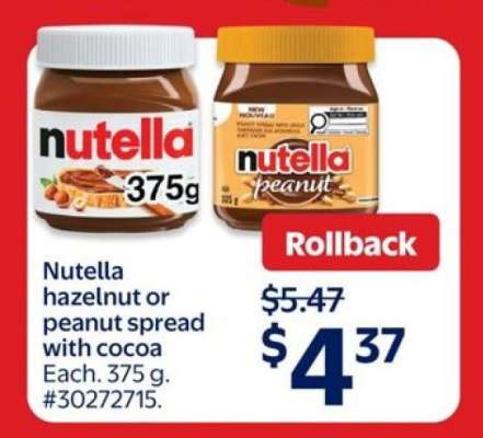 Nutella hazelnut or peanut spread with cocoa