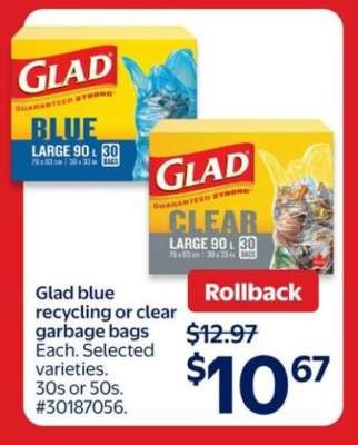 Glad Blue Recycling or Clear Garbage Bags